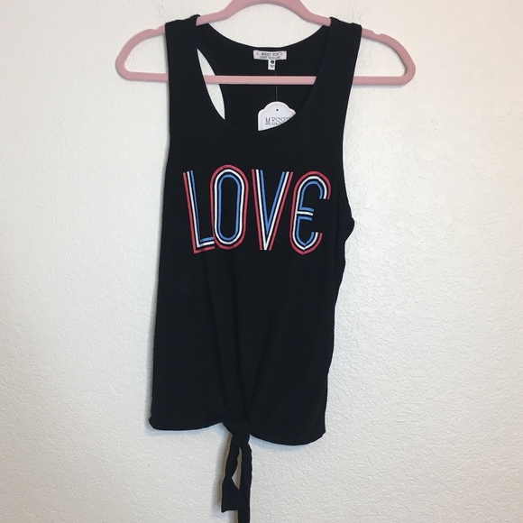 NWT Messy Bun Brand Love Tank Top Size S Black - Picture 2 of 4
